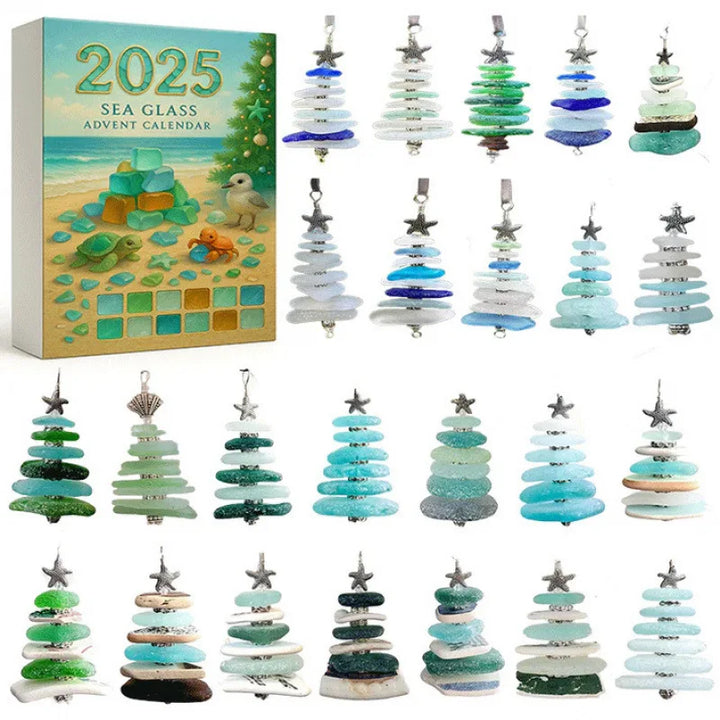 Calendrier de l’Avent avec verre de mer et mini-figurines de cheval et d’oiseau | Noël