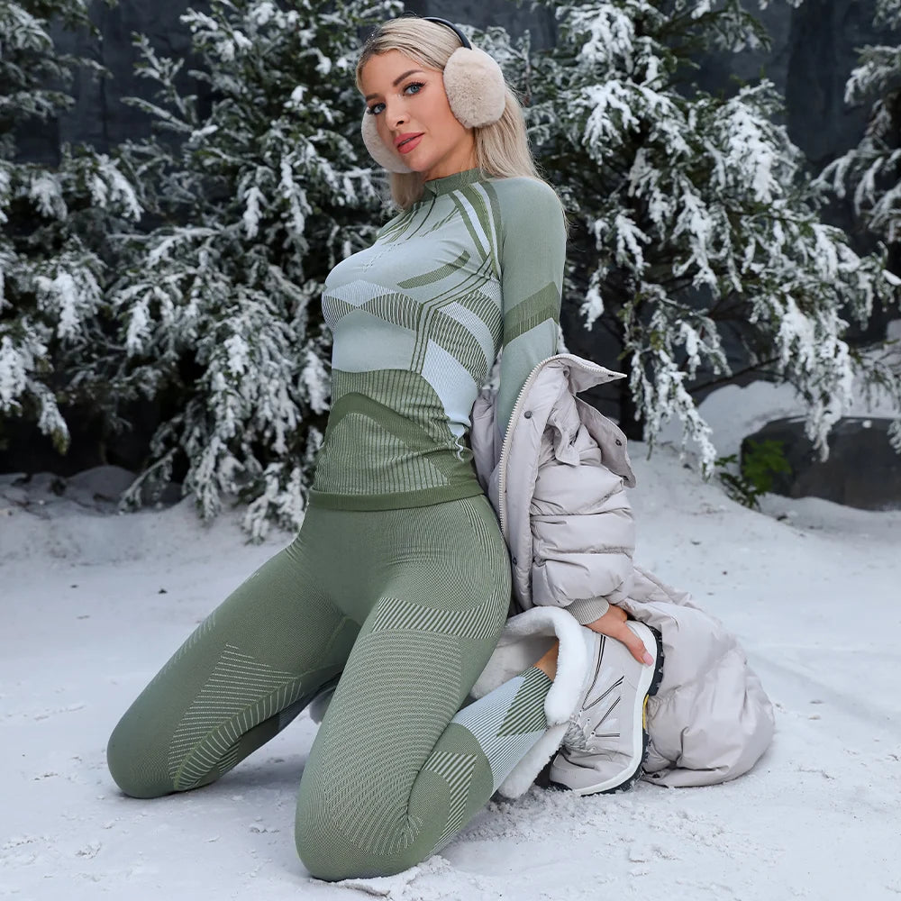 Ensemble de ski pour femme avec haut à manches longues et caleçon long | hiver