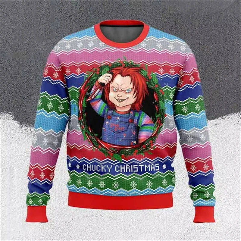 Pull de Noël humoristique unisexe à imprimé | hiver