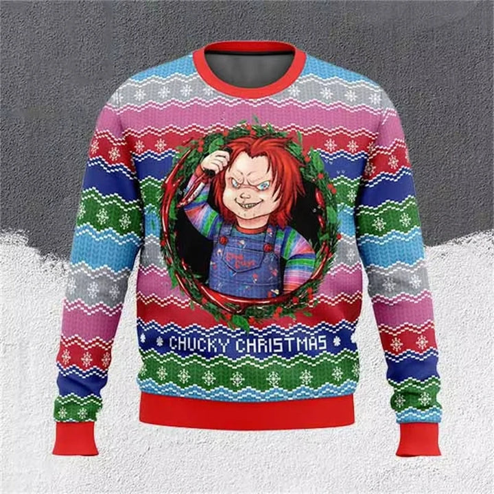 Pull de Noël humoristique unisexe à imprimé | hiver