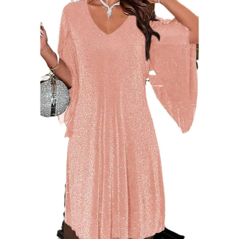 Women's V-Neck Sleeveless Sequin Mini Dress | Party