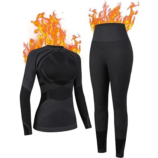 Ensemble de ski pour femme avec haut à manches longues et caleçon long | hiver
