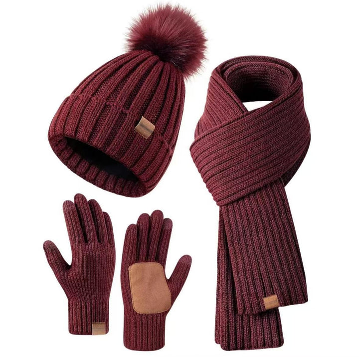 Ensemble bonnet, écharpe et gants en maille pour femme | Compatible avec les écrans tactiles