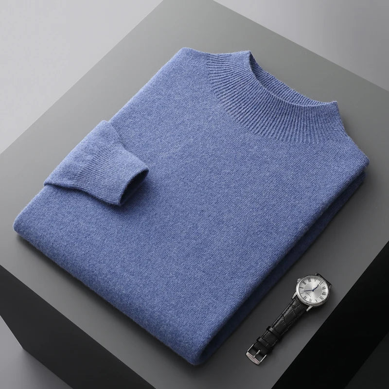 Men's Winter Long Sleeve Knit Sweater | Mock Neck