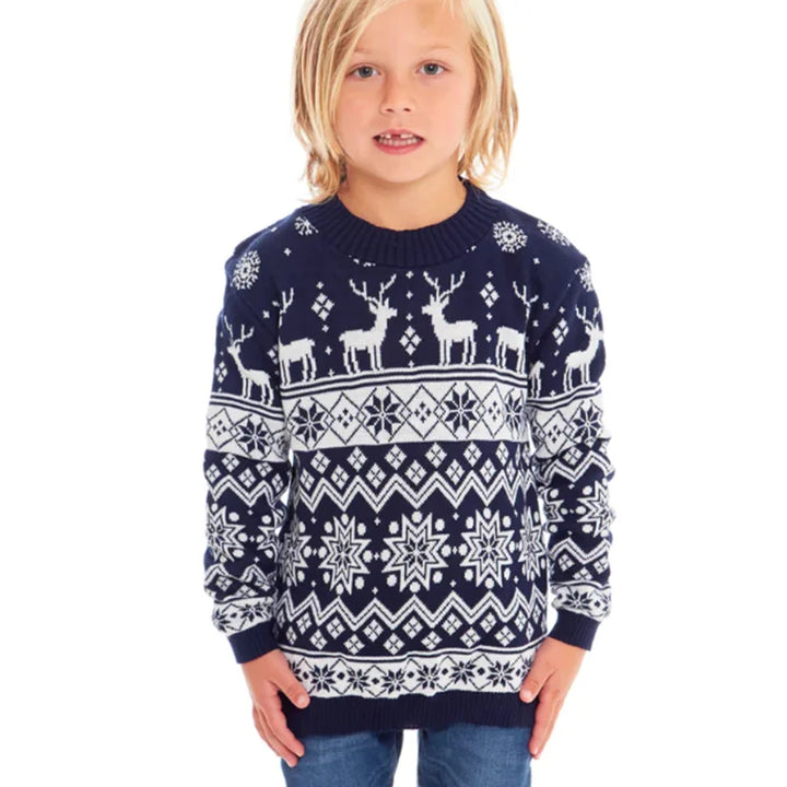 Pull de Noël d’hiver à col rond en maille pour toute la famille | Motif Fair Isle