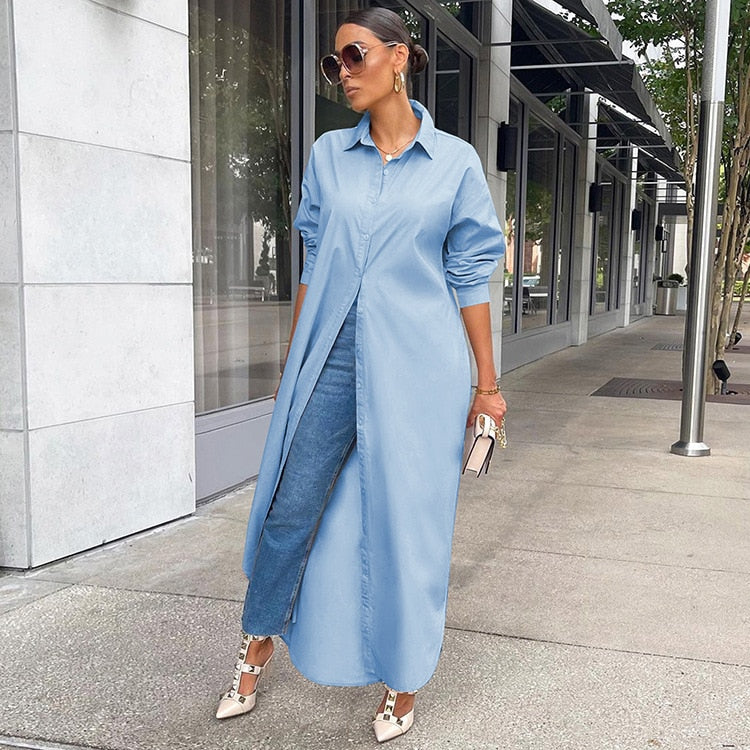 Women’s Button Front Shirt Dress | Maxi