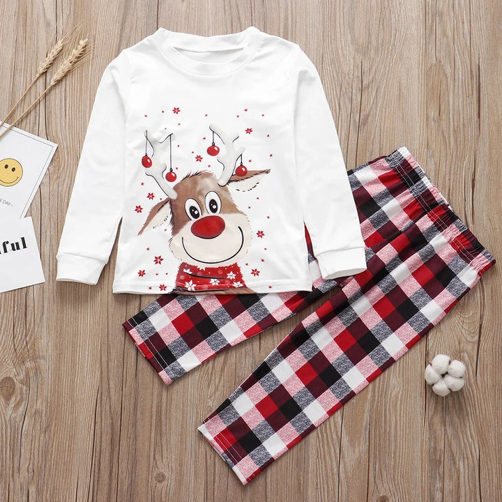 Family Matching Christmas Printed White Pyjamas Set | Winter