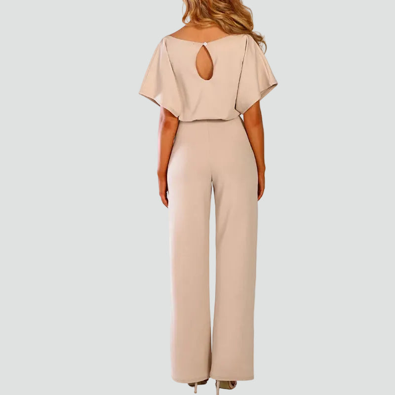 Women's Elegant Short Sleeve Jumpsuit | Tie-Waist