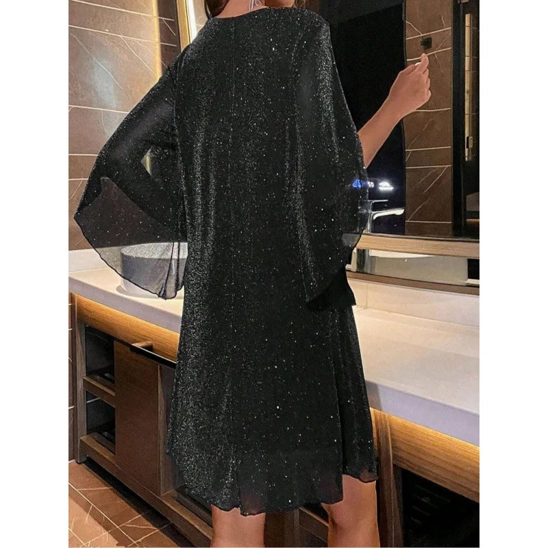 Women's V-Neck Sleeveless Sequin Mini Dress | Party
