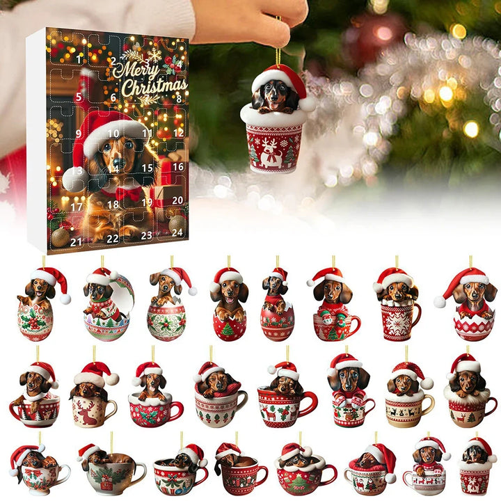 Dachshund Dog Advent Calendar With Tree Decorations | Christmas