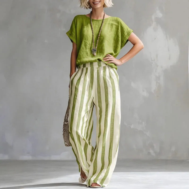 Women's Summer Matching Stripe Set | Two-Piece