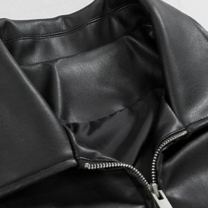 Men’s Winter Oversized Moto Black Jacket | Zip Up