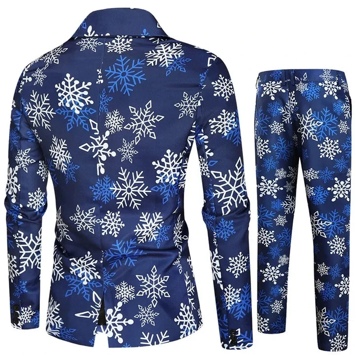 Costume de Noël imprimé deux pièces pour homme | Hiver