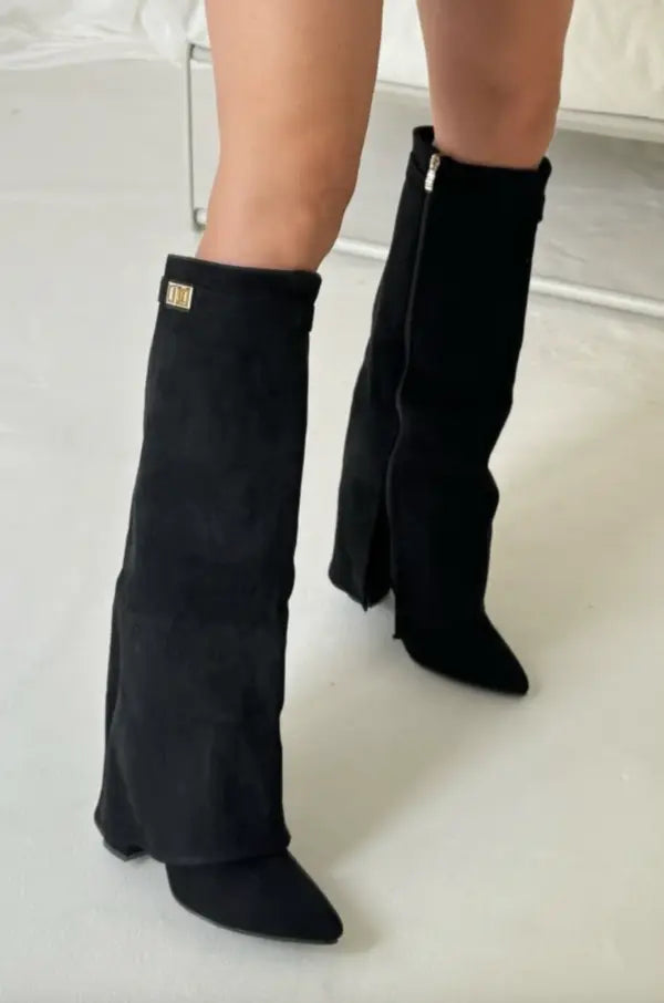 Bottes hautes à bout pointu et fermeture éclair pour femmes | Revers