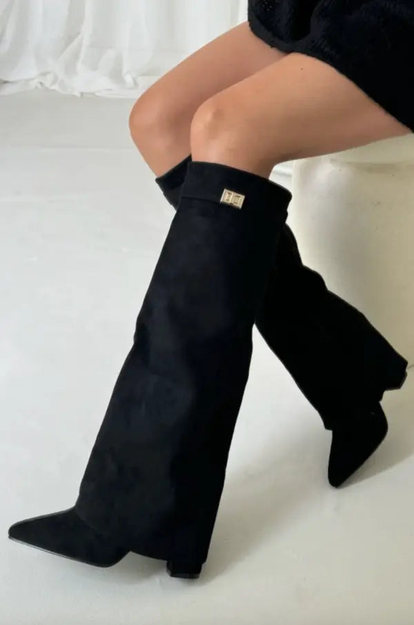 Bottes hautes à bout pointu et fermeture éclair pour femmes | Revers