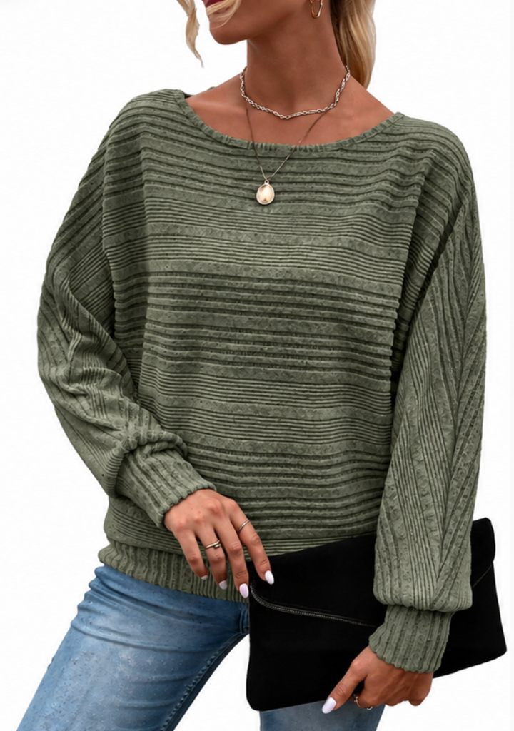 Pull tricoté texturé pour femme | Manches longues