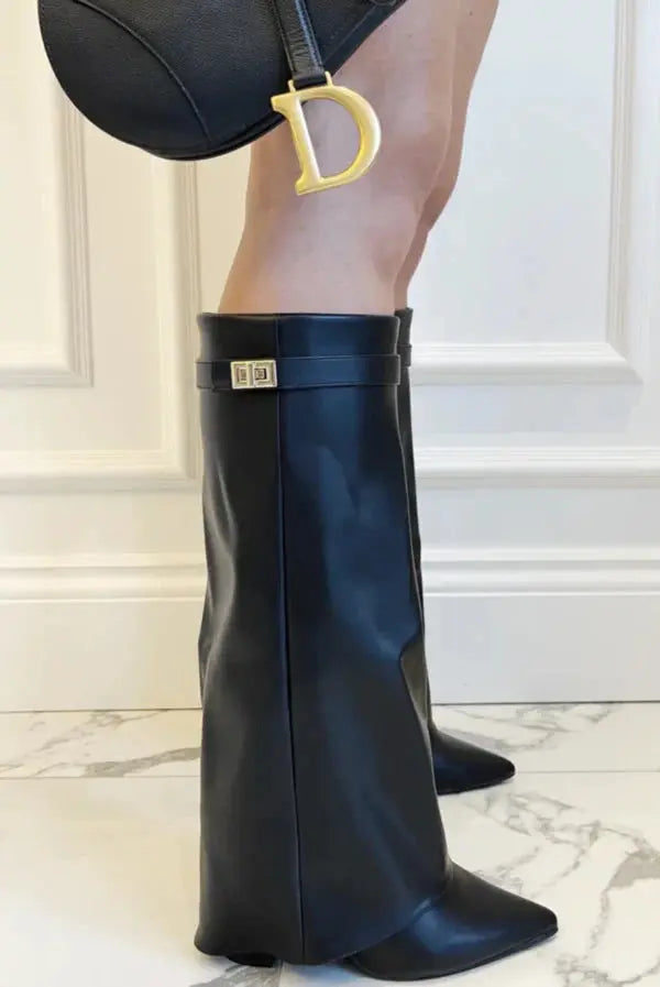 Bottes hautes à bout pointu et fermeture éclair pour femmes | Revers