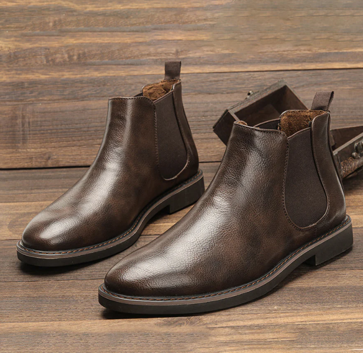 Bottines Chelsea pour homme à bout rond à enfiler | talon