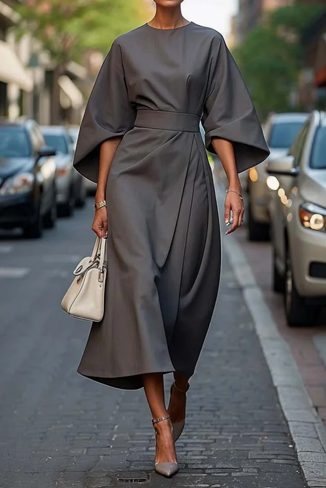 Women's Lantern Sleeve Dress | Midi