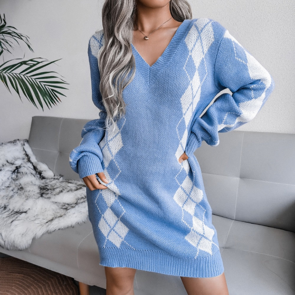 Women’s Knit Printed Jumper Dress | Mini