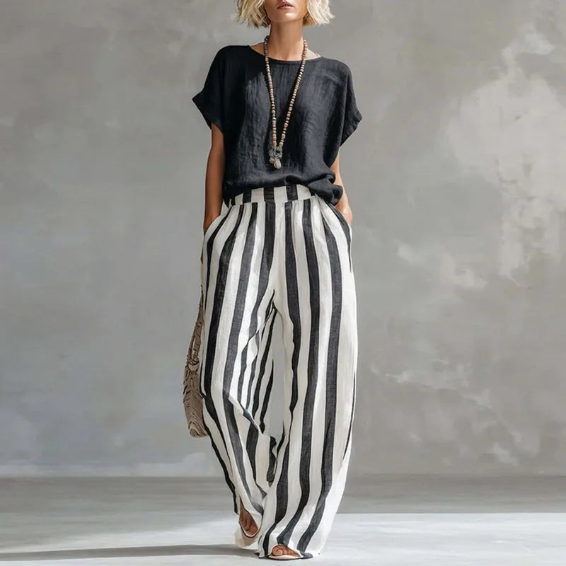 Women's Summer Matching Stripe Set | Two-Piece