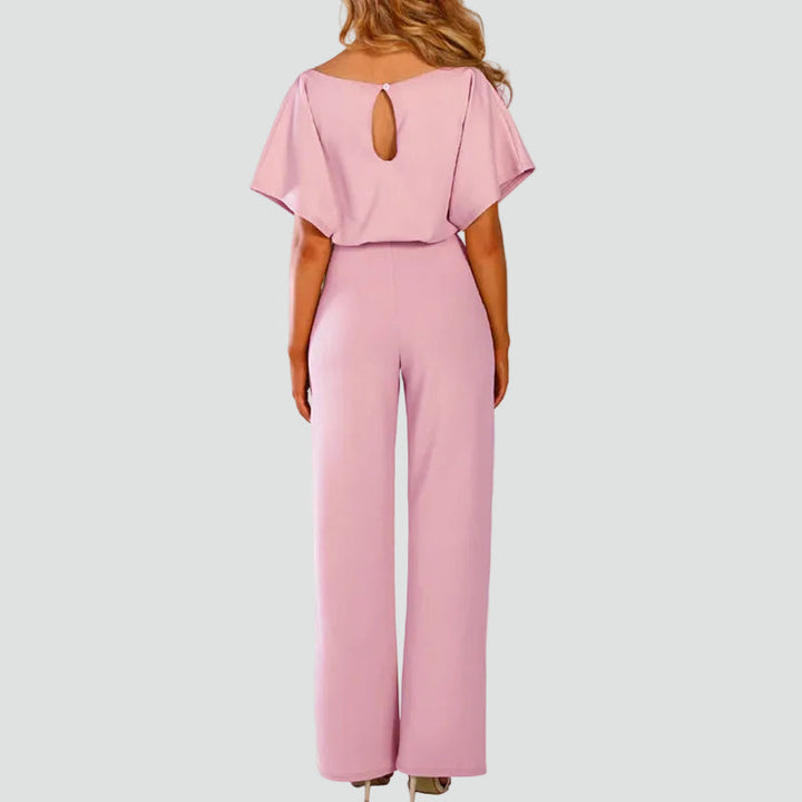 Women's Elegant Short Sleeve Jumpsuit | Tie-Waist
