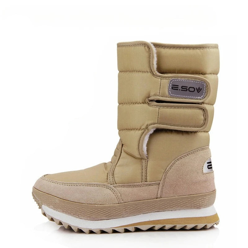 Bottes de neige d’hiver à plateforme montant au mollet pour femme | fausse fourrure