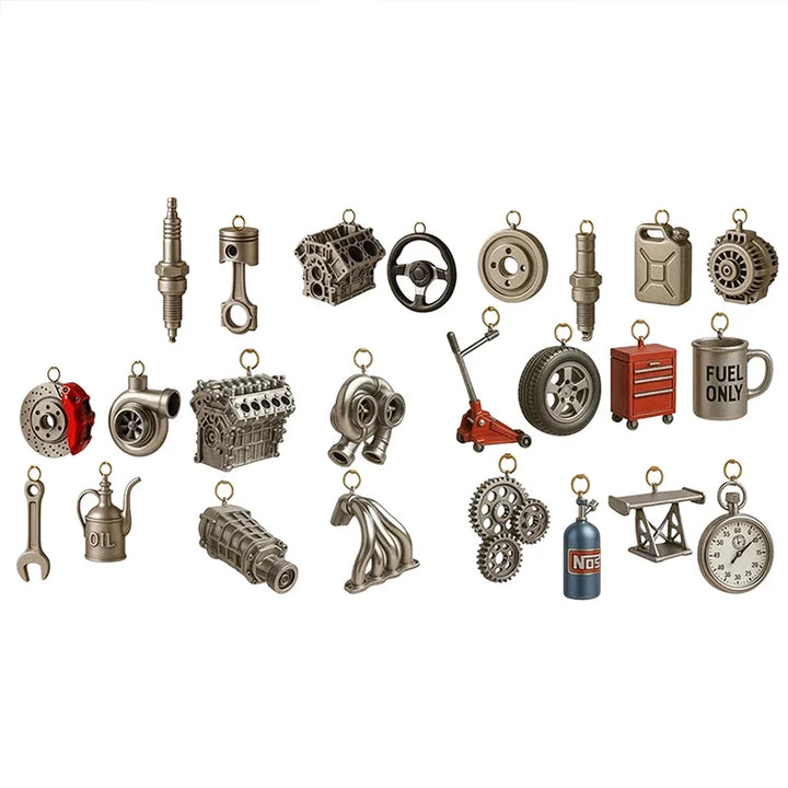Calendrier de l'Avent de Noël avec mini-outils et accessoires automobiles | Mécanicien