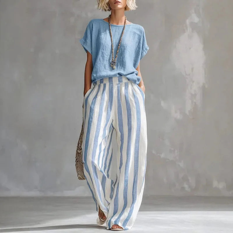 Women's Summer Matching Stripe Set | Two-Piece