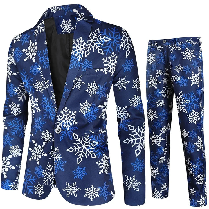 Costume de Noël imprimé deux pièces pour homme | Hiver