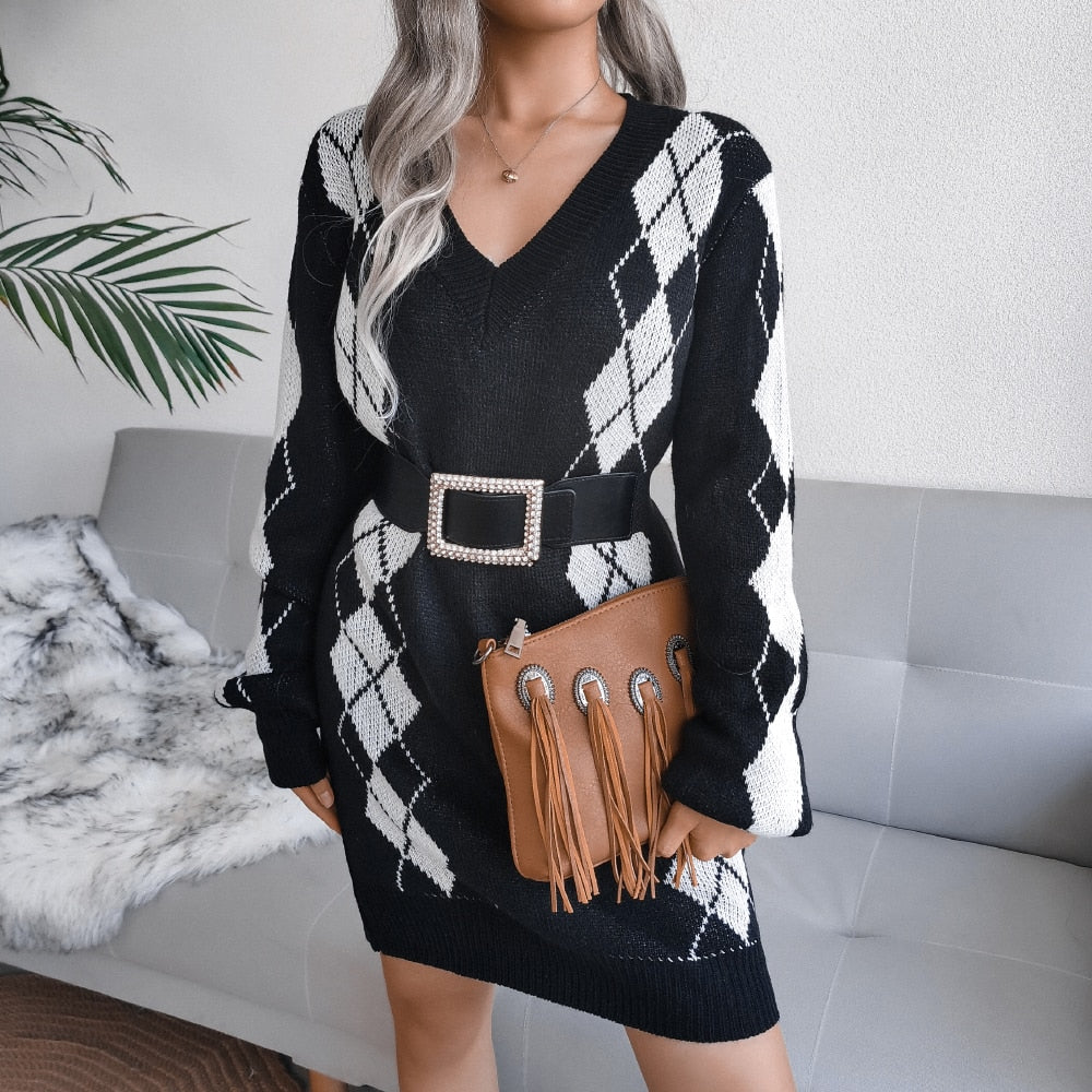 Women’s Knit Printed Jumper Dress | Mini