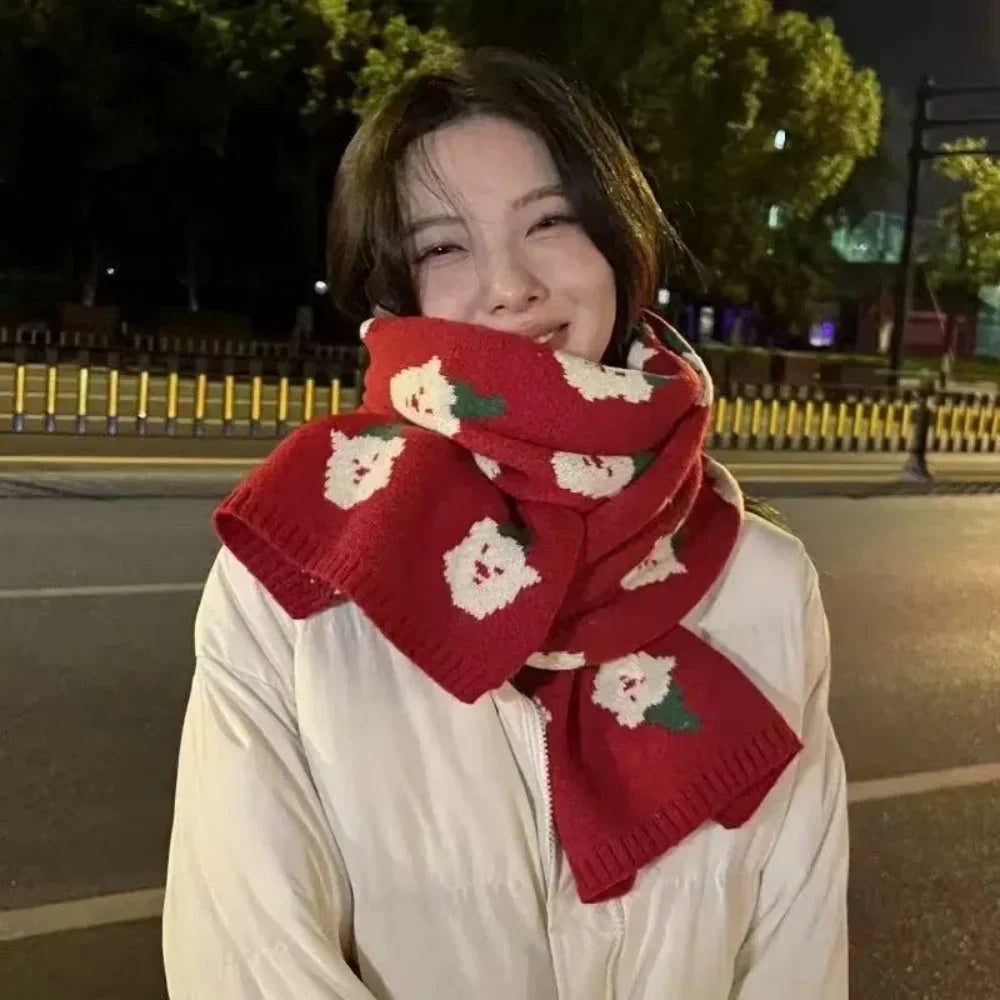 Women's Ribbed Winter Knitted Scarf | Christmas