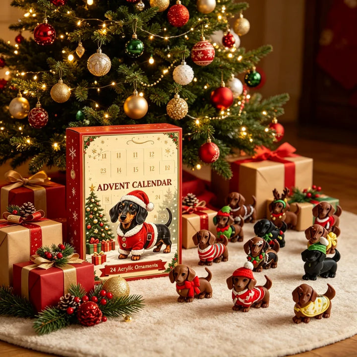 Décorations de calendrier de l’Avent pour chien teckel | Noël