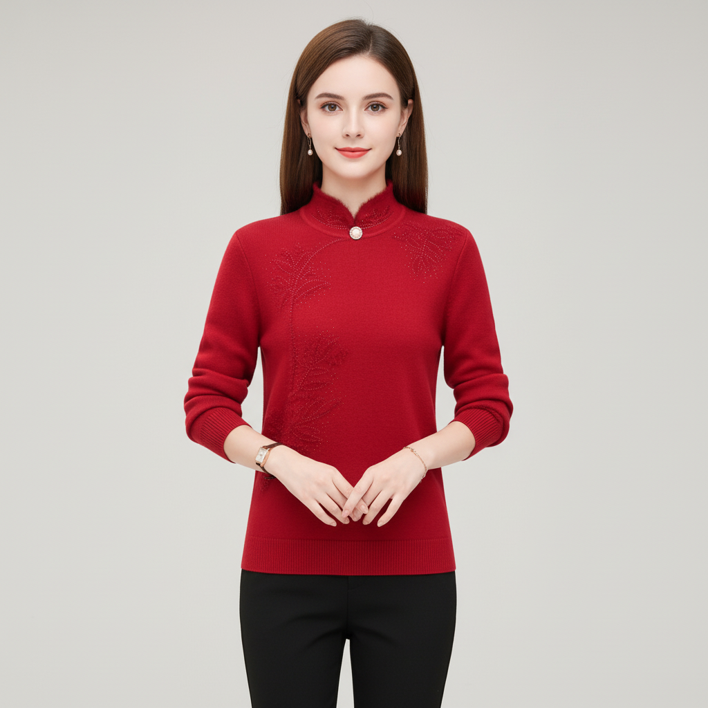 Women’s Casual Mandarin Collar Jumper | Winter