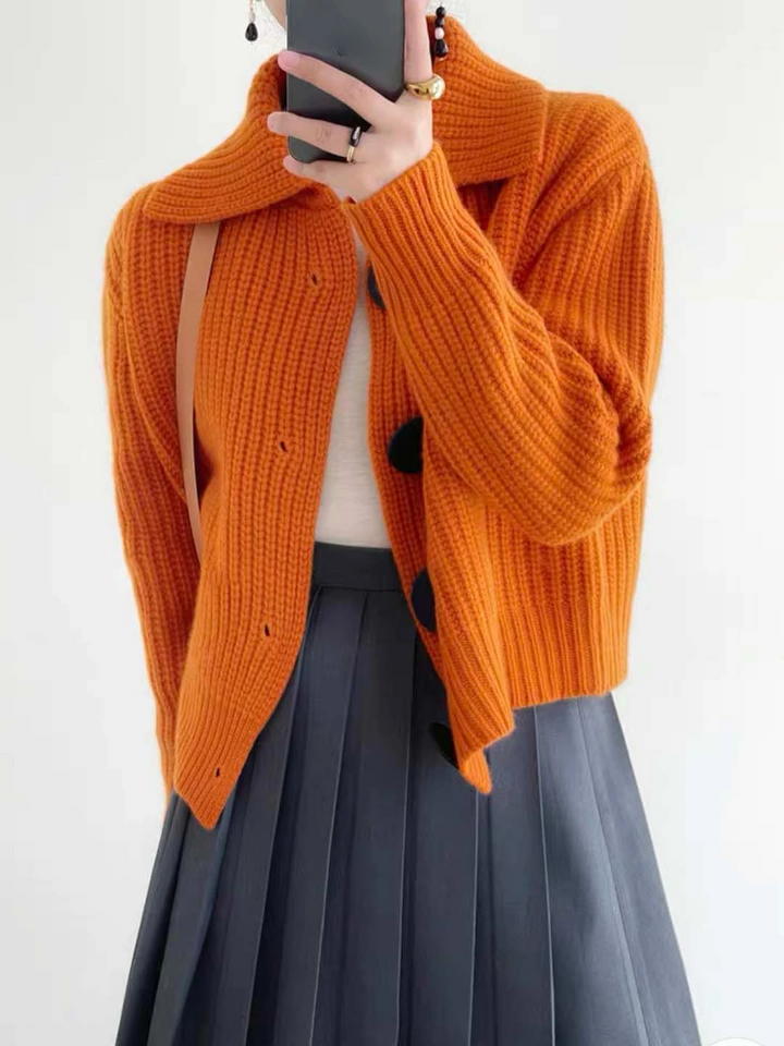 Gilet oversize à col en maille épaisse pour femme