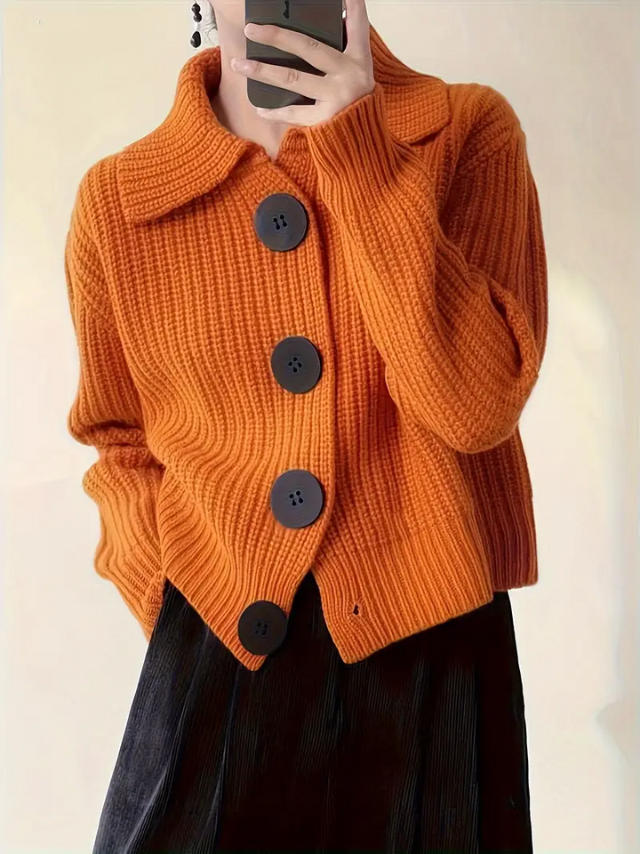 Gilet oversize à col en maille épaisse pour femme