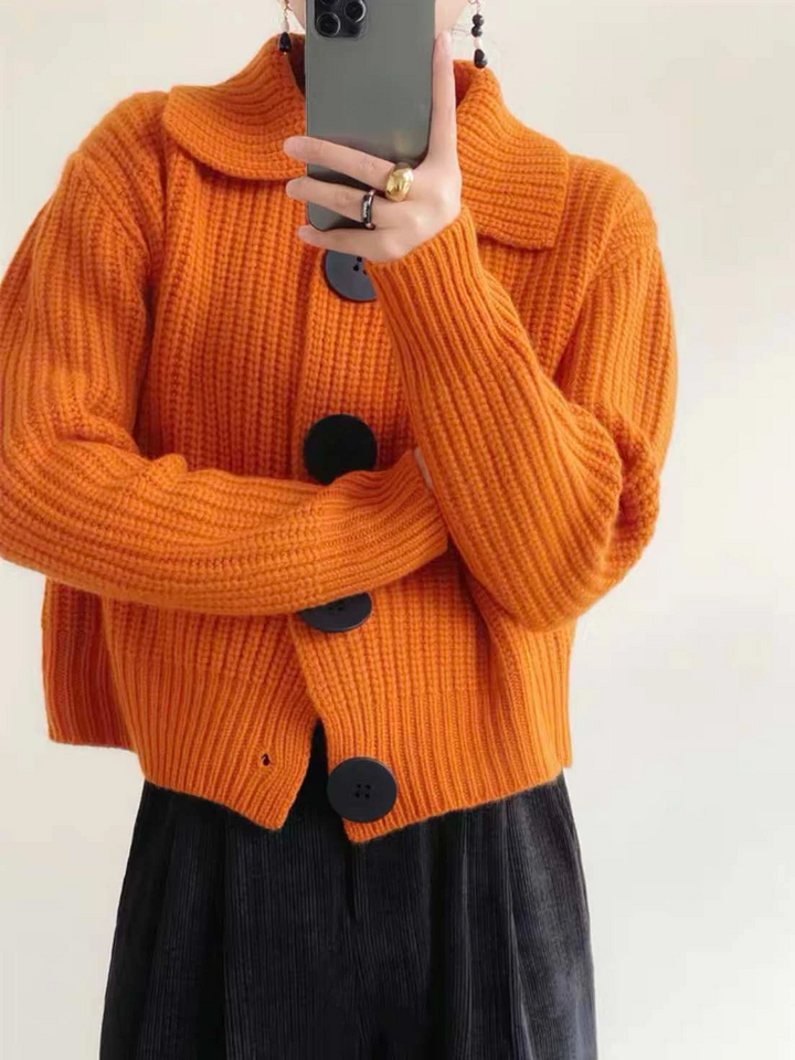 Gilet oversize à col en maille épaisse pour femme