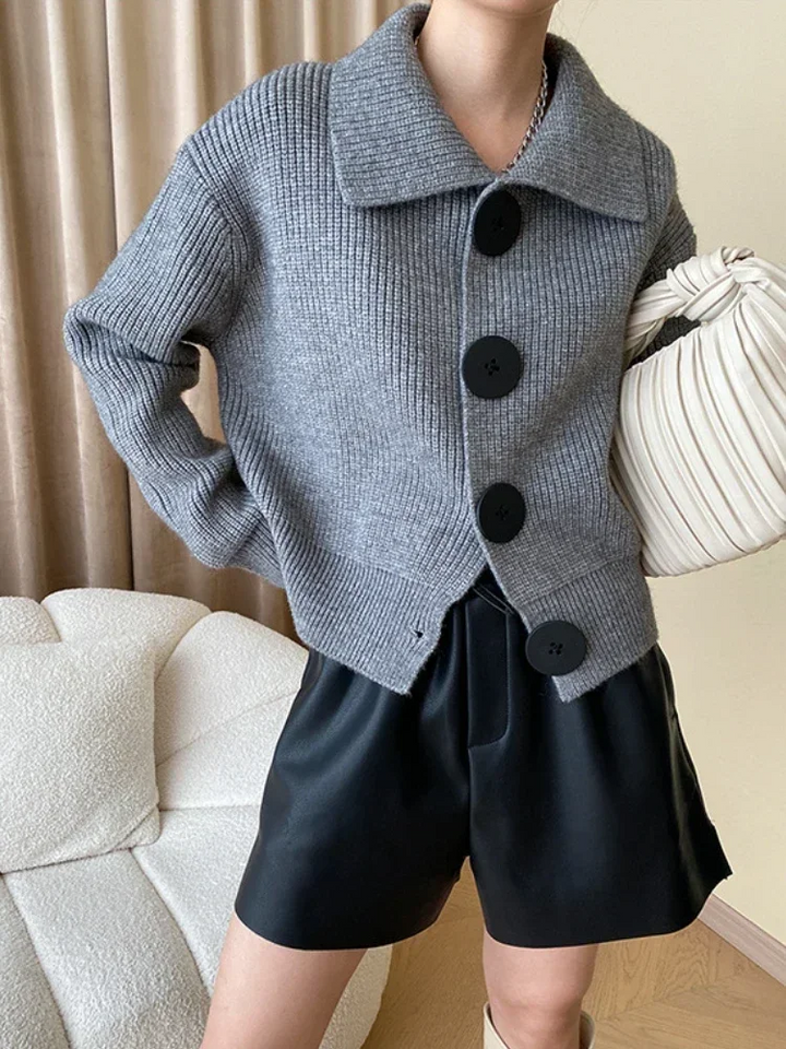 Gilet oversize à col en maille épaisse pour femme