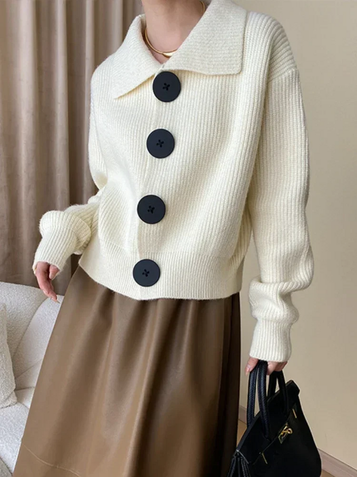 Gilet oversize à col en maille épaisse pour femme