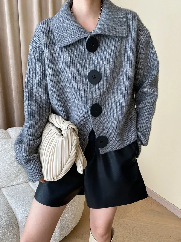 Gilet oversize à col en maille épaisse pour femme