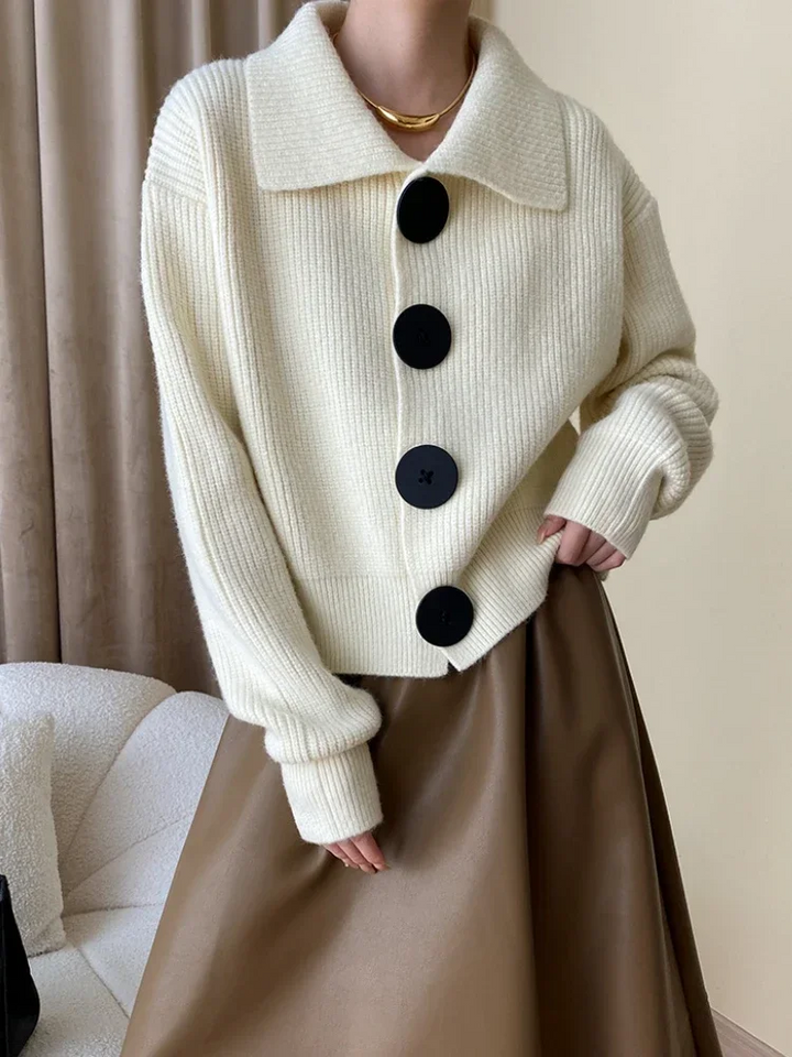 Gilet oversize à col en maille épaisse pour femme