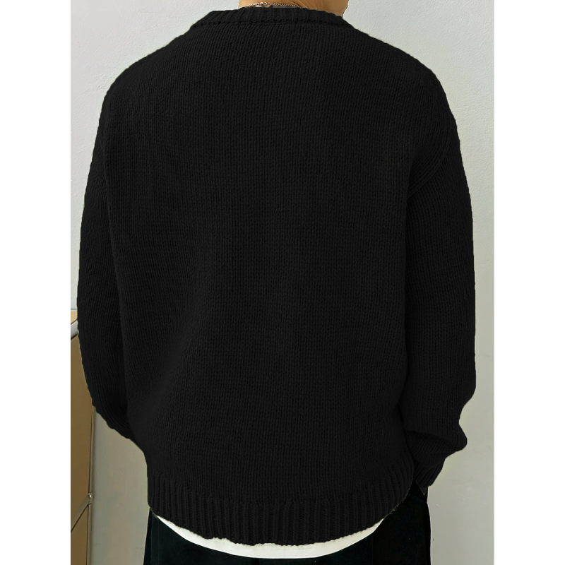 Pull en maille côtelée pour homme à col rond | hiver