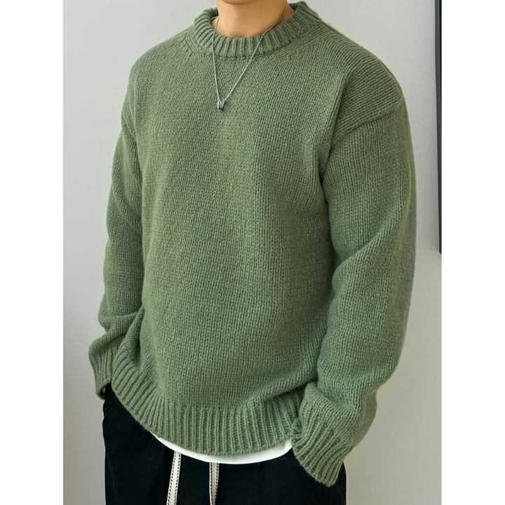 Pull en maille côtelée pour homme à col rond | hiver