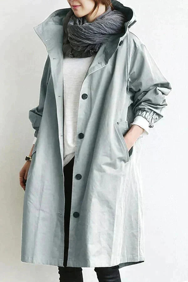 Long imperméable à capuche pour femme | Coupe oversize