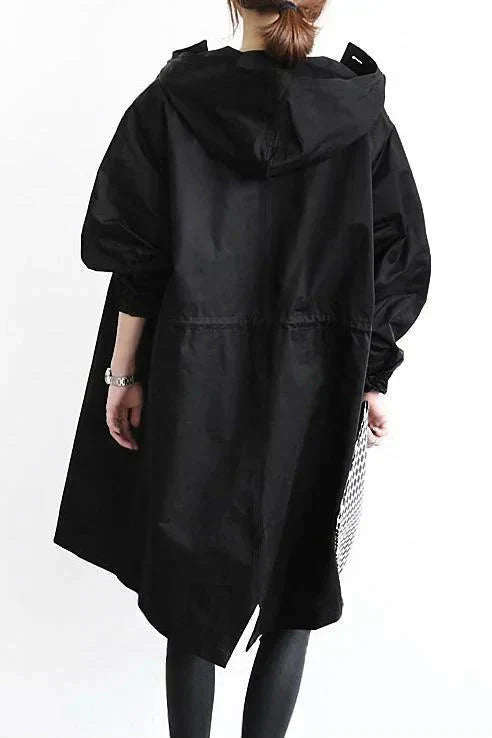 Long imperméable à capuche pour femme | Coupe oversize