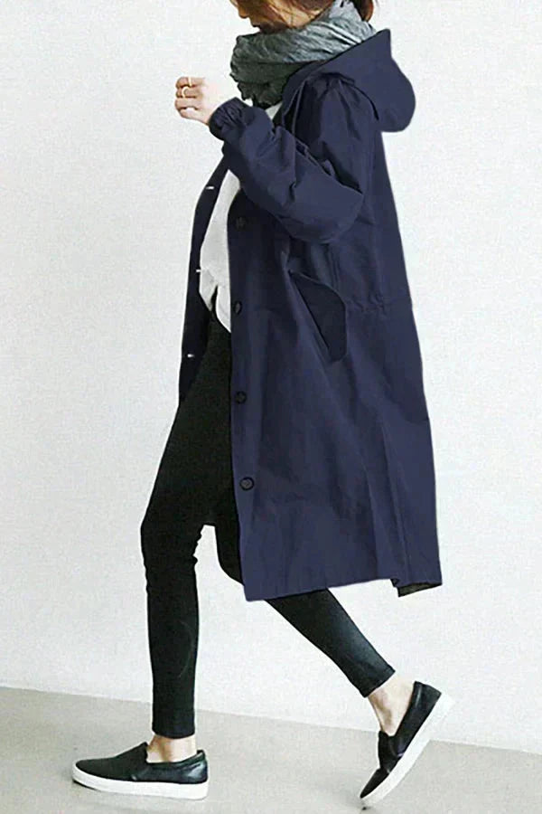 Long imperméable à capuche pour femme | Coupe oversize