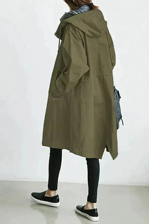 Long imperméable à capuche pour femme | Coupe oversize