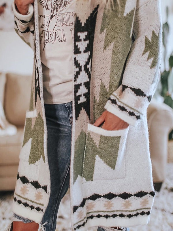 Women's Patterned Knitted Cardigan | Longline