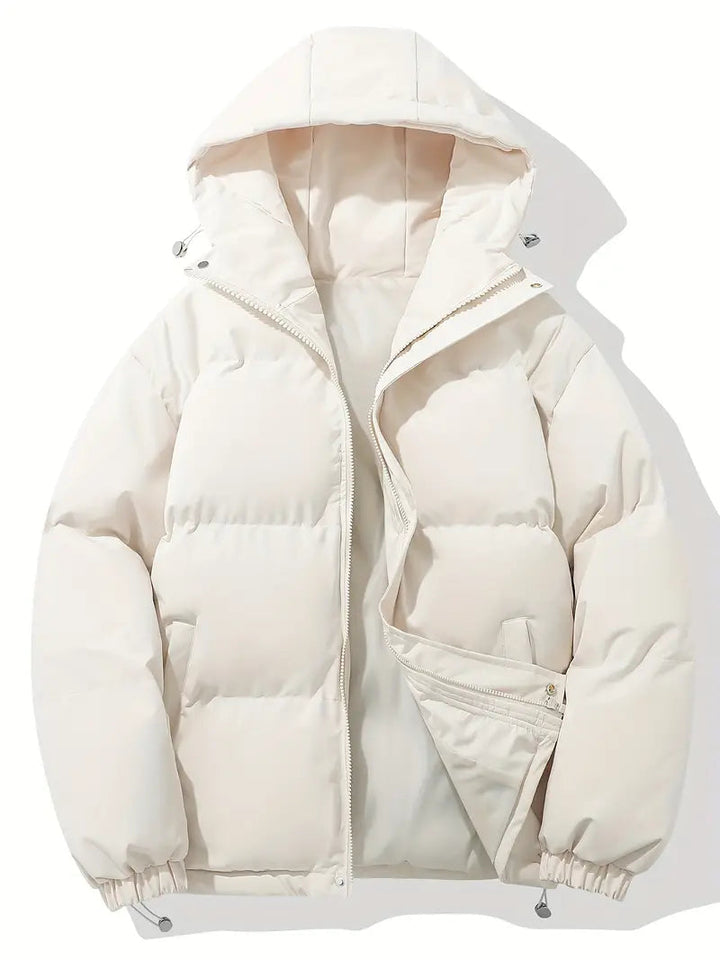 Veste d'hiver matelassée oversize à capuche et fermeture éclair pour homme