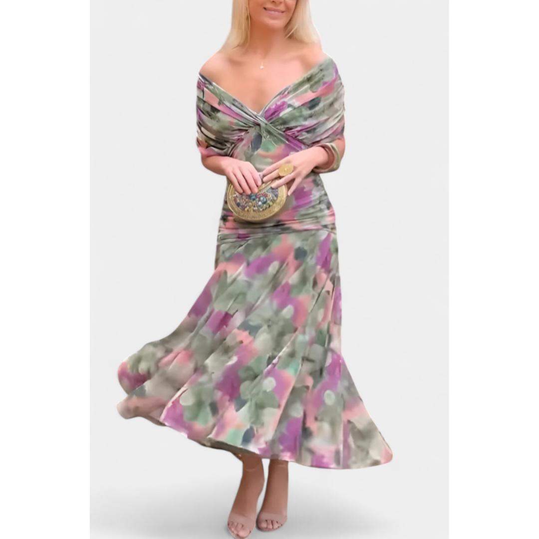 Women's Elegant Off Shoulder Wedding Guest Dress | Maxi